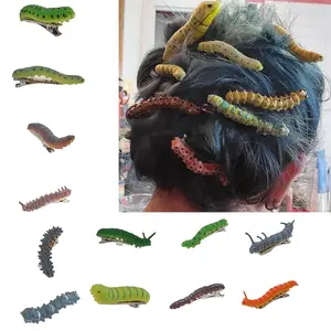 12pcs 3D Caterpillar Hair Clips, Funny Worm Hair Barrettes, Novelty Prank Hair Accessories for Halloween Party