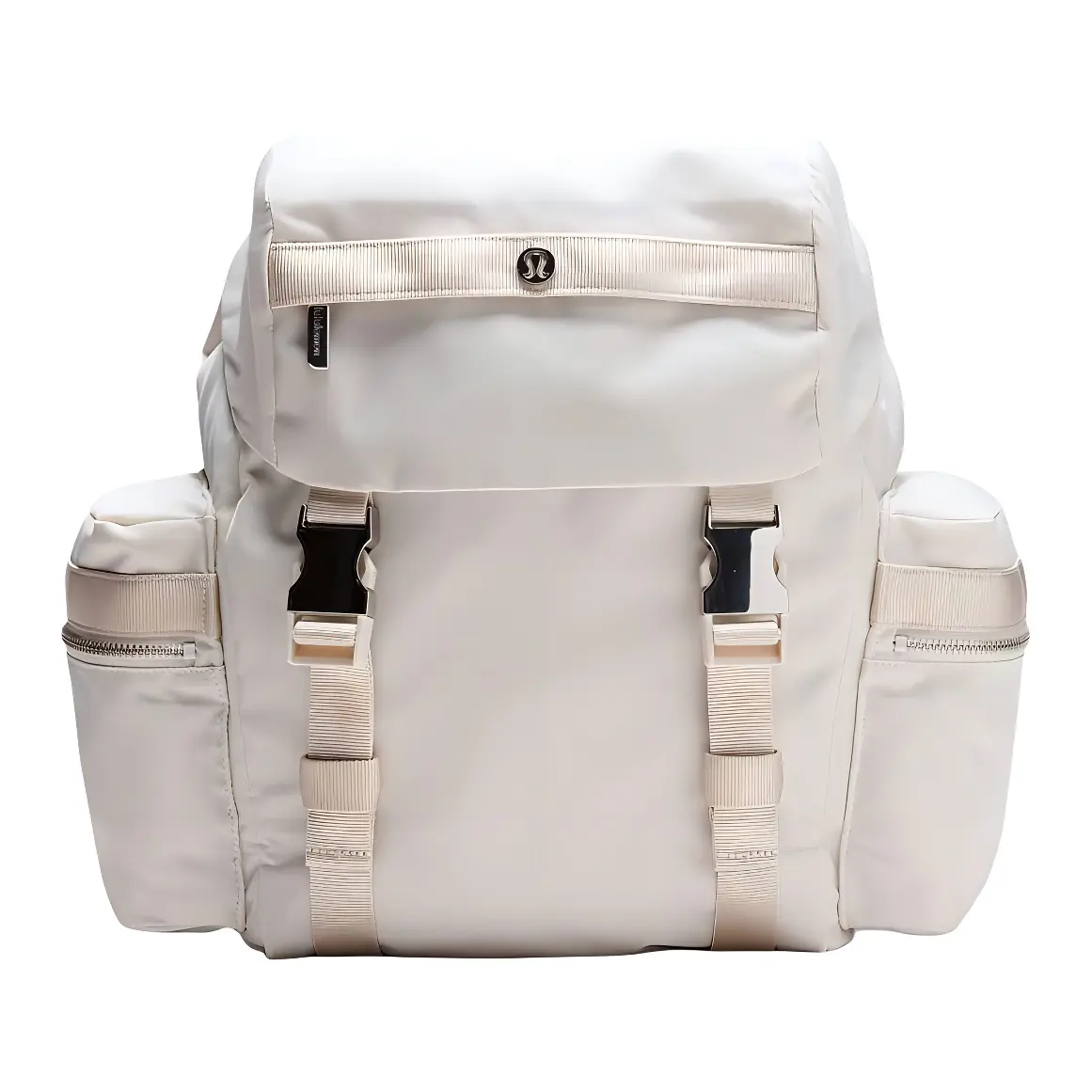 Lululemon Nylon Wunderlust 14L Mini Backpack, Unisex Couple Style, with Drawstring and Buckle Closure, Bone Silver Color