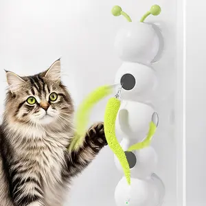 Interactive Cat Feather Toy, Automatic Fluffy Tail Teaser with Motion Sensor,Whack a mole Cat Toy, USB Rechargeable, Suction Cup for Stable Play, Perfect for Indoor Cats