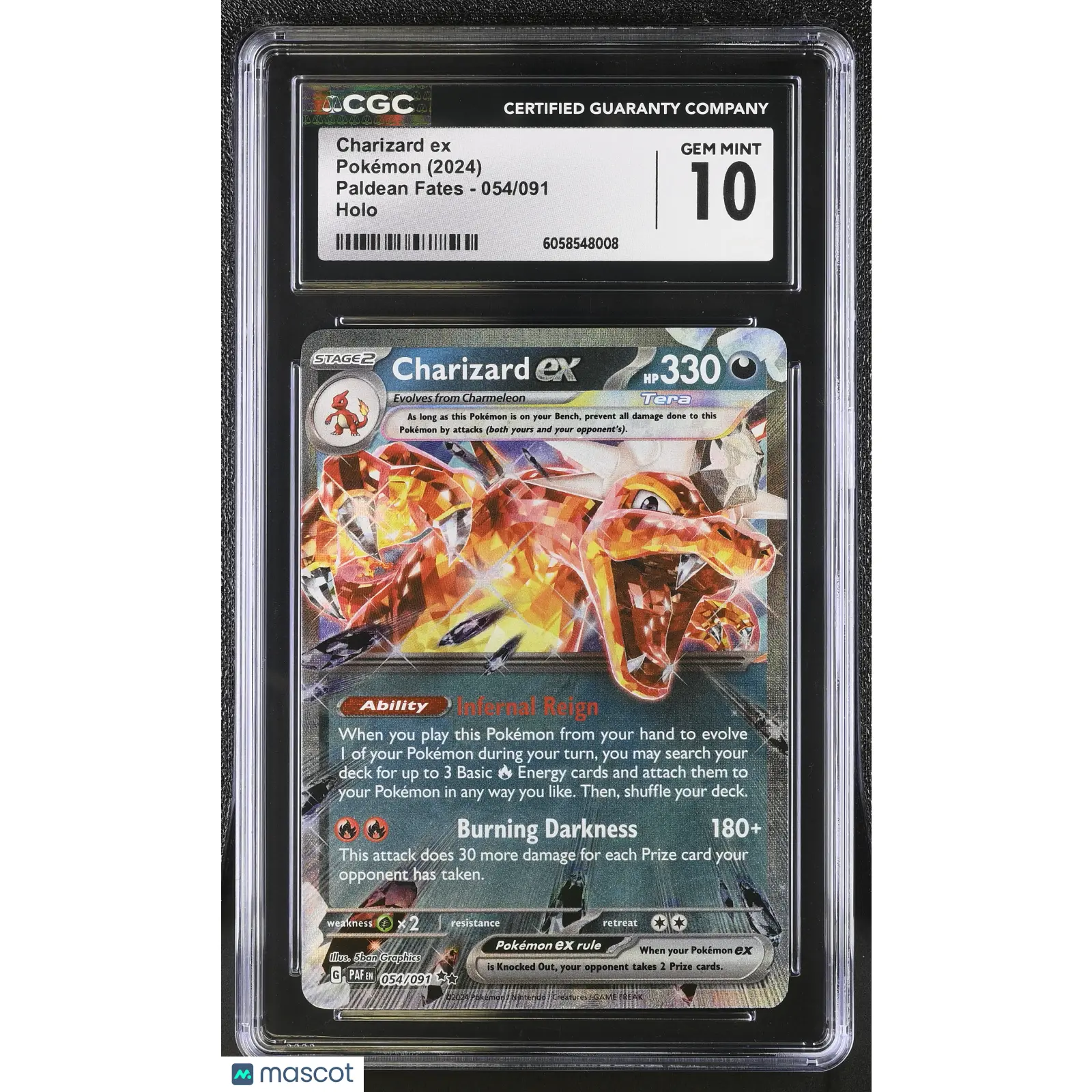 2024 Pokemon Paldean Fates Charizard ex Holo CGC 10 #054/091