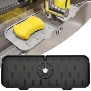 Sink Splash Guard Faucet Mat, Splash Proof Silicone Water Absorbing Pad, Drainage Mat Behind Faucet, Rubber Dryer Pad for Kitchen & Bathroom Countertop Protection