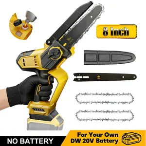 8" Cordless Chainsaw, Portable Mini Electric Chain Saw for DeWalt 20V Battery, Brushless Power Pruner with Auto Oiler & Auto-Tension, Handheld Electric Power Chain Saw for Tree Trimming Wood Cutting (Tool Only)