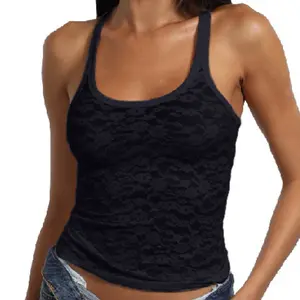DOBREVA Women's Lace Tank Top Racerback Sleeveless Y2K Scoop Neck Going Out Stylish Camis