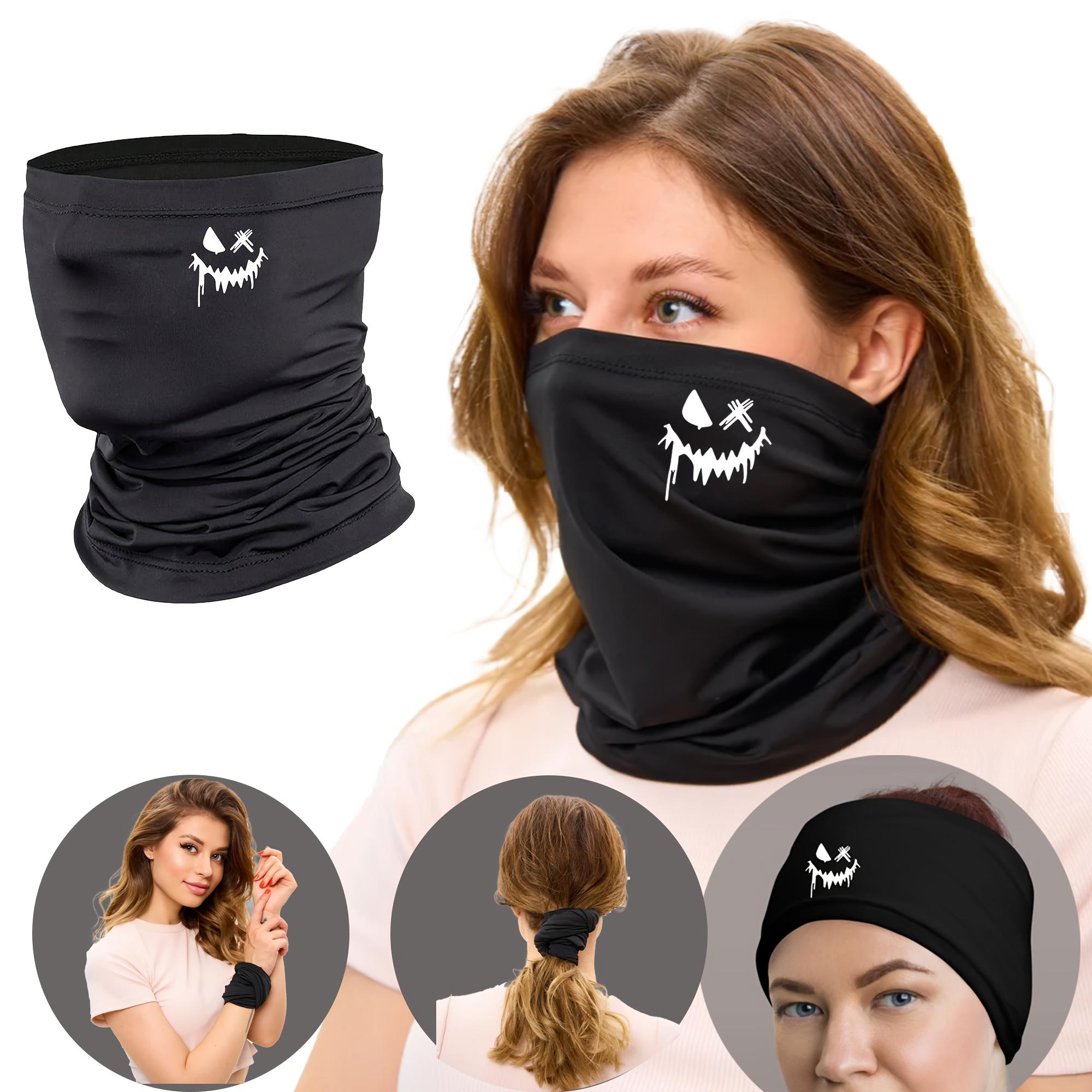 2PCS Unisex Scary Smiley Face Print Neck Gaiter Face Mask | GothTok EdgyTok BikerTok SunSafeTok UPF 50+ UV Protection Breathable Windproof Balaclava Scarf | for Men Women Motorcycling Hiking Fishing Daily Wear