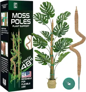 48'' Bendable Moss Pole Monstera  Support - Coconut Palm Fiber - Brown - Rectangular - Climbing  Support Structure