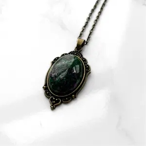 Ruby Zoisite Pendant | Crystal Necklace | Witchy Jewelry