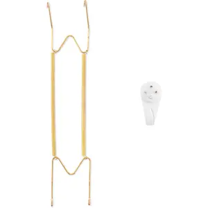 Plate Hangers for Wall, Fit 16-20 inch Decorative Plate, Stainless Steel Wire Plate Holder with Wall Hooks and Rubber Tip Protectors for Displaying Plates Platter, Gold