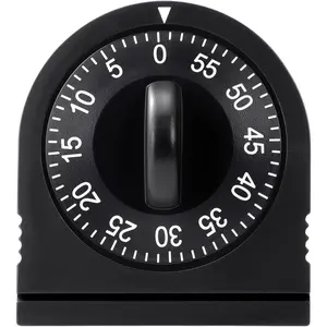 Kitchen Timer for Cooking, 60 Minutes Wind-Up - Chef Cooking Timer with Loud Alarm, 100% Mechanical Desktop Timer - No Batteries Needed - Manual Countdown Timer for Home, Study, and Cooking (Black)