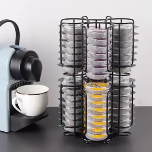 1Pc 4 rows of 64 Coffee Capsule Organizer High Quality Carbon Steel Rustproof and Non-slip Capsule Display Rack Kitchen Storage Equipment and Storage Minimalist