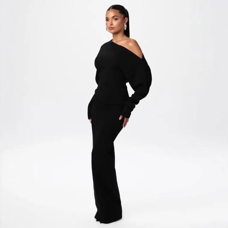 Ins Slim Long Sleeve Knitted Zdress