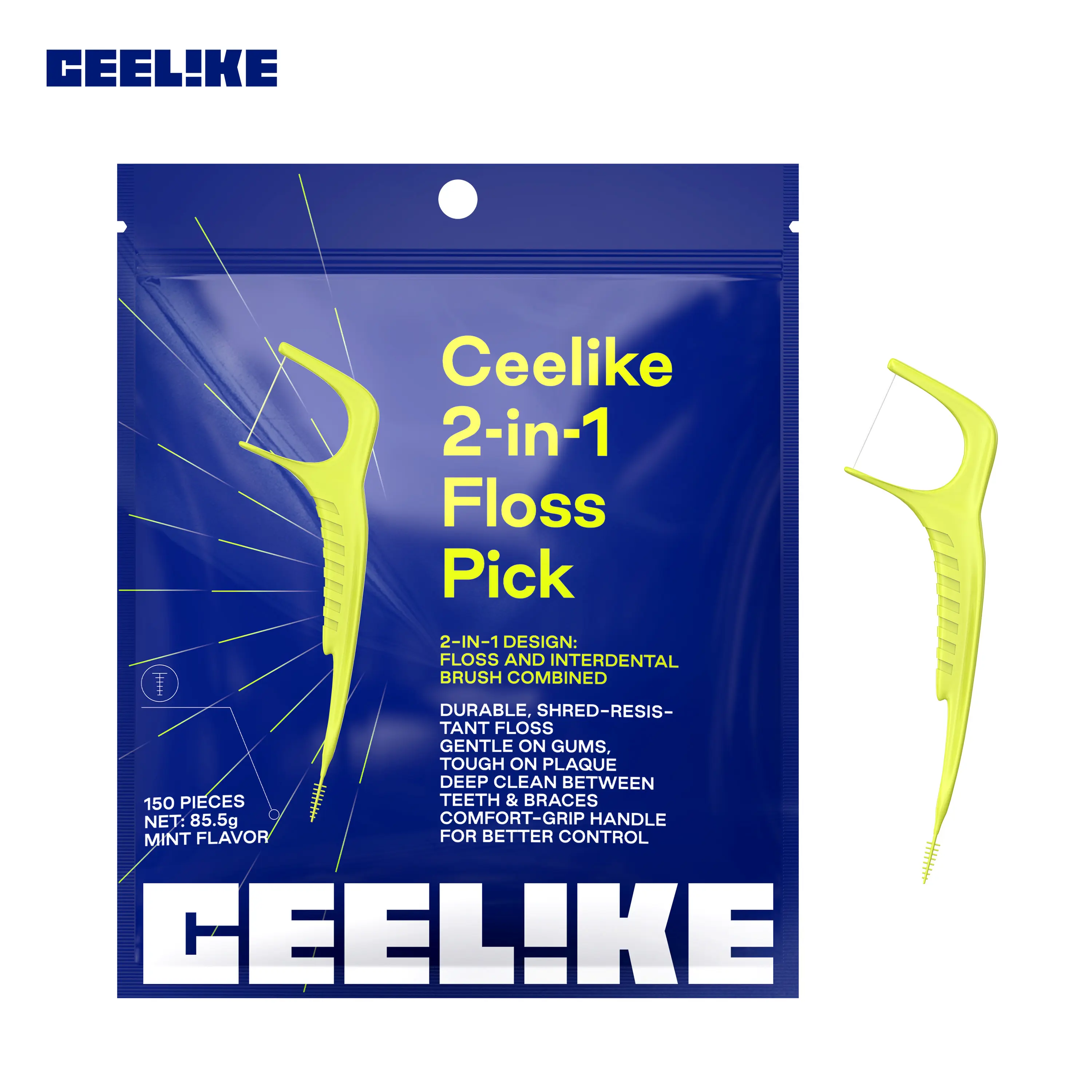 CEELIKE 2-in-1 Floss Pick : Efficient Cleaning, Gum Care, and Fresh Breath Guaranteed CEELIKE 2-in-1 Floss Pick : Efficient Cleaning, Gum Care, and Fresh Breath Guaranteed