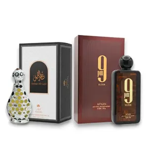 Afnan Anbar Al Layl + 9Pm Elixir Multi-Pack, Arabian Perfume Oil + EDP, Unisex Citrus Musk Amber Fragrance with Nutmeg & Bergamot Notes, Pure Oils Bundle (20 ML - 100 ML)
