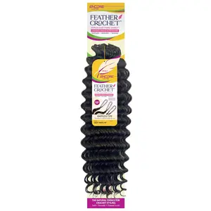Janet Collection Encore Lavie Human Hair Blend Feather Crochet Knotless Braid Extension NEW DEEP 14"-18"