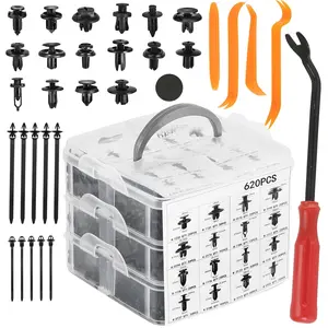 620Pcs Car Retainer Clips & Fasteners Kit – 18 Universal Sizes Nylon Bumper, Fender Rivets, Door Panel Clips, and Plastic Rivets with Removal Tool