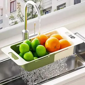 Folding Drain Basket Sink Strainer Retractable Fruit Vegetable Pasta Dishes Washing Basket Bowl Rack Basin Home Colander Kitchen