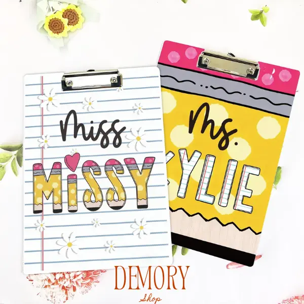 Personalized Name Teacher Acrylic Clipboard, Back To School Gift, Custom Pencil Teacher Acrylic Paper Clipboard, End Of Year Back To School Gifts For Teacher