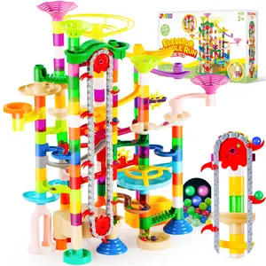 JOYIN 236Pcs Glowing Marble Run with Motorized Elevator- Construction Building Blocks Toys with 30 Glow in The Dark Plastic Marbles, Easter STEM Gifts for Boys and Girls