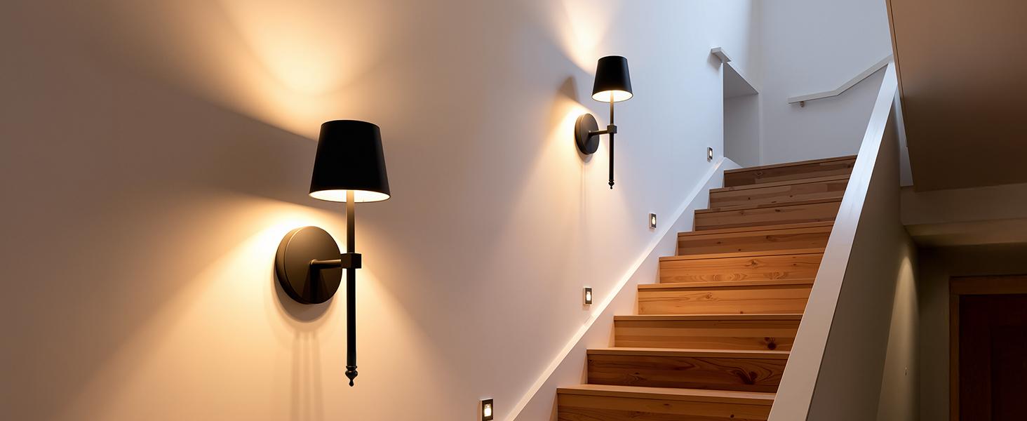 FRIDEKO HOME Wireless Battery-Powered Wall Lamps in with Dimmable Timer Remote, 5200mAh Black Vanity Light Fixtures for bedrooms, living rooms, corridors, kitchens ( Adjustable brightness wireless wine light)