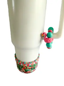Flamingo Tumbler Accessories | Boot |  Charm | Straw Topper | Beaded Bracelet Set