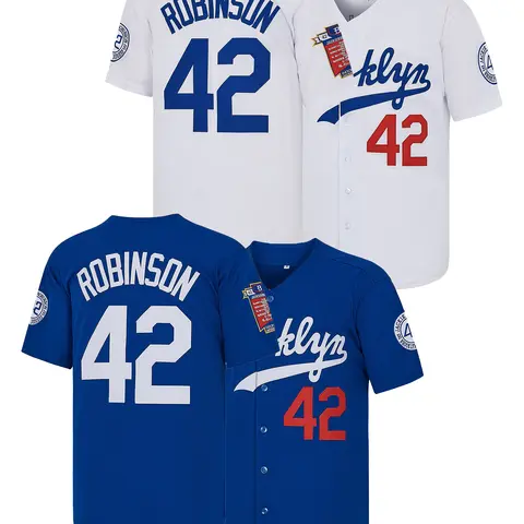Men’s Vintage Baseball Stitched Jersey - #42 Jackie Robinson Tribute, Letter-Embroidered Quick Dry Men’s Clothing, Fan Gift & Souvenir Sports Apparel