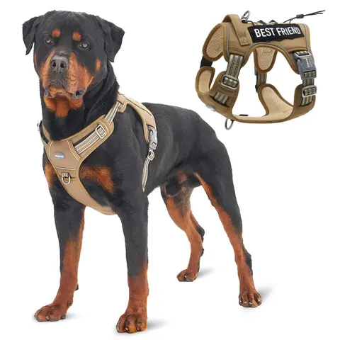 AUROTH Nylon Mesh Tactical Dog Harness Vest - Black, 4 Metal Rings Fine-Tune Every Fit, Front Clip for Controlled Walks, Durable Reflective, Easy Adjustment, Molle System, Law Enforcement/Security Use, Small-Large Dogs Pet Harness Accessory