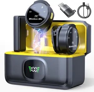 Portable Dual Transmitter Audio Pack — Works with iPhone 15/16, Android, iPad; Noise-Cancel & One-Step Setup