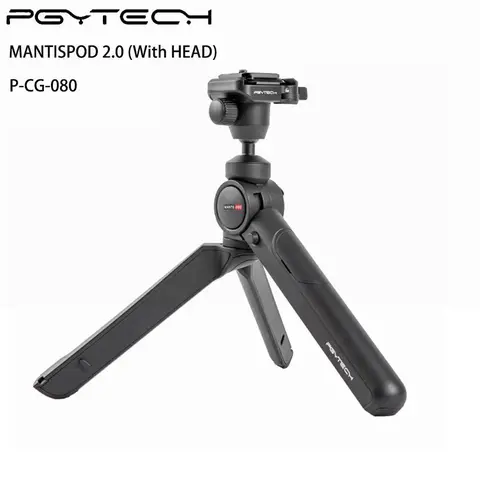 PGYTECH Mantispod 2.0 (with Head) Classic Black Mini Camera Tripod Stabilizer - 6 Modes, 360° Panoramic Rotation Ball Head, Pocket Travel Flexible Stand for DSLR, Smartphone, Cellphone Accessories (Vlogger-Friendly)