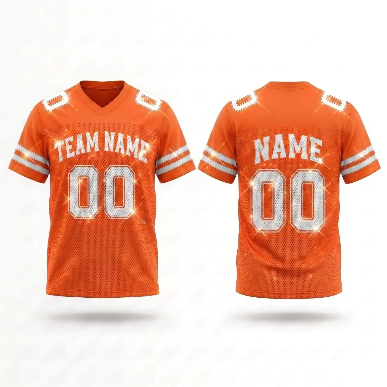 Personalized Team Name & Number Orange Blink Football Jersey Spandex mix Mesh (Real Photos Included)