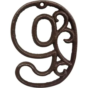 Decorative House Numbers-4.6 Inch High Rustic Cast Iron  Address Number (Number 9)