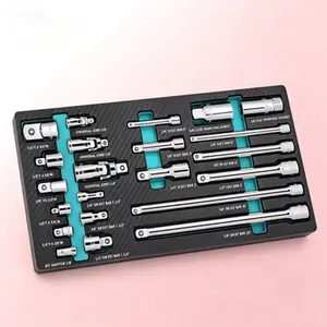 Professional Socket Accessory Set, 22-Piece Drive Tool Kit with 1/4 3/8 1/2 Extensions, Socket Adapters, Universal Joints, Spark Plug Sockets, Cr-V Steel, EVA Foam Storage Case, Reusable, Heavy-Duty Mechanics Tools