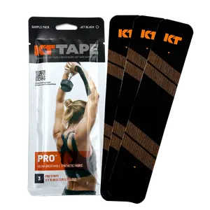 KT Tape Pro® - Jet Black 3 Strip Sample Pack for Pain Relief & Support - 100% Synthetic, Hypoallergenic, Latex-Free, Quick Start Guide Included
