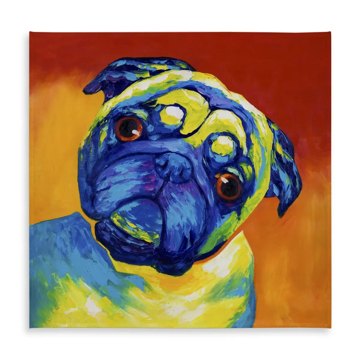 Begin Home Decor C1TC5858N2PKHO 58x58 in. Square Curious Pug Tablecloth - Wipe Clean Indoor-Outdoor Decor for Garden, Animal Lovers
