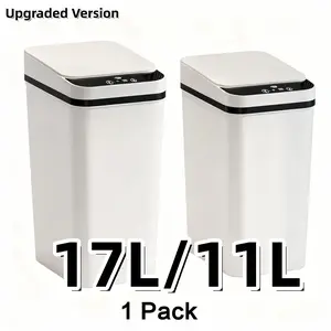 11L/17L Smart Sensor Trash Can, 3 Modes Touchless Waste Bin with Wave Kick Knee Activation, 6 Inch Ultra Slim Narrow Design, One Touch Constant Light, Sealed Odor Proof Garbage Bin for Kitchen Bathroom Office, two AA Battery Operated (Not Included)