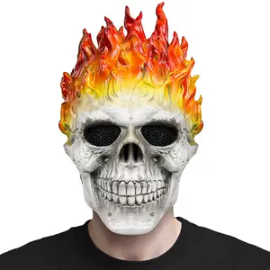 Evil spirit flame skull mask costume party horror movie headpiece Halloween party spoof prop