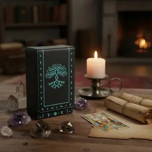 FNYDOX Leather Tarot Card Protective Case - Tree of Life Tarot Card Storage Box, Playing Card Accessories Tarot Desk Bag, Tarot Bags and Pouches