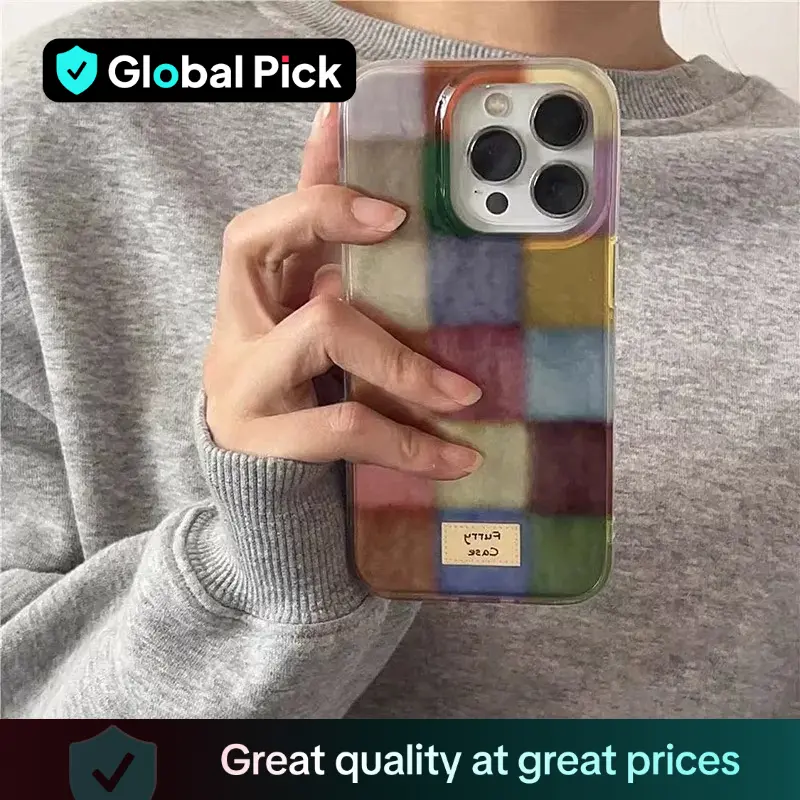 Vintage Colorful Plaid Pattern Phone Case, Soft Silicone Cellphone Protective Cases, Total Protective Shockproof Mobile Phone Cover for iPhone, Casing