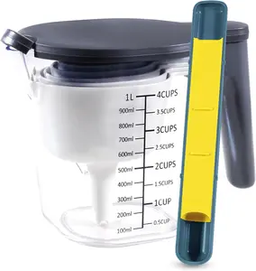 11 count Measuring Cups and Spoons set, Includes 10 Stackable Measuring Cup with Lid and 1 Adjustable Measuring Spoon for Liquid and Dry, Kitchen Cooking & Baking, Blue