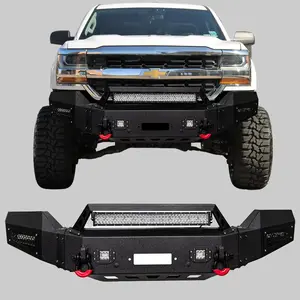 TIOYAR Steel Front Bumper Black Texture for 2016-2018 Chevy Silverado 1500 with Winch Plate LED Lights 2 x D-Rings Off-Road Performance