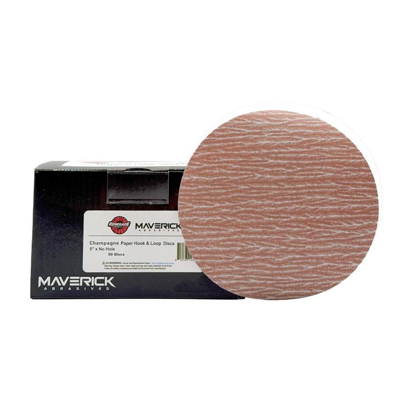 Renegade Products Rose Gold (RRG) Sanding Discs, 5-Inch Hook & Loop Sandpaper, No Hole, 50-Pack for Auto Body, Metal & Wood