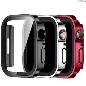 3-Pack, For Watch Band Comp 11, 10, 9, 8, 7, 6, 5, 4, SE, and Ultra; PC case, Cover, with tempered glass screen protector; electroplated finish; all-around protection; lightweight and scratch-resistant; compatible with 40mm, 41mm, 42mm (for S10/S11), 44mm