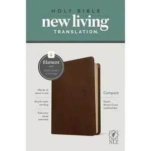 USED-NLT Compact Bible, Filament Enabled (Leatherlike, Rustic Brown Cross, Red Letter) by New Living Translation (Imitation Leather)
