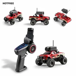 Hotfree Mini FPV RC Car with Camera, 1/64 Scale 4WD RC Monster Truck for Boys, WiFi Live Video Desktop Crawler, Gyro & LED Lights,  USB-C, Full Proportional Speed Control, Ideal Birthday Christmas Gift for Kids and Adults