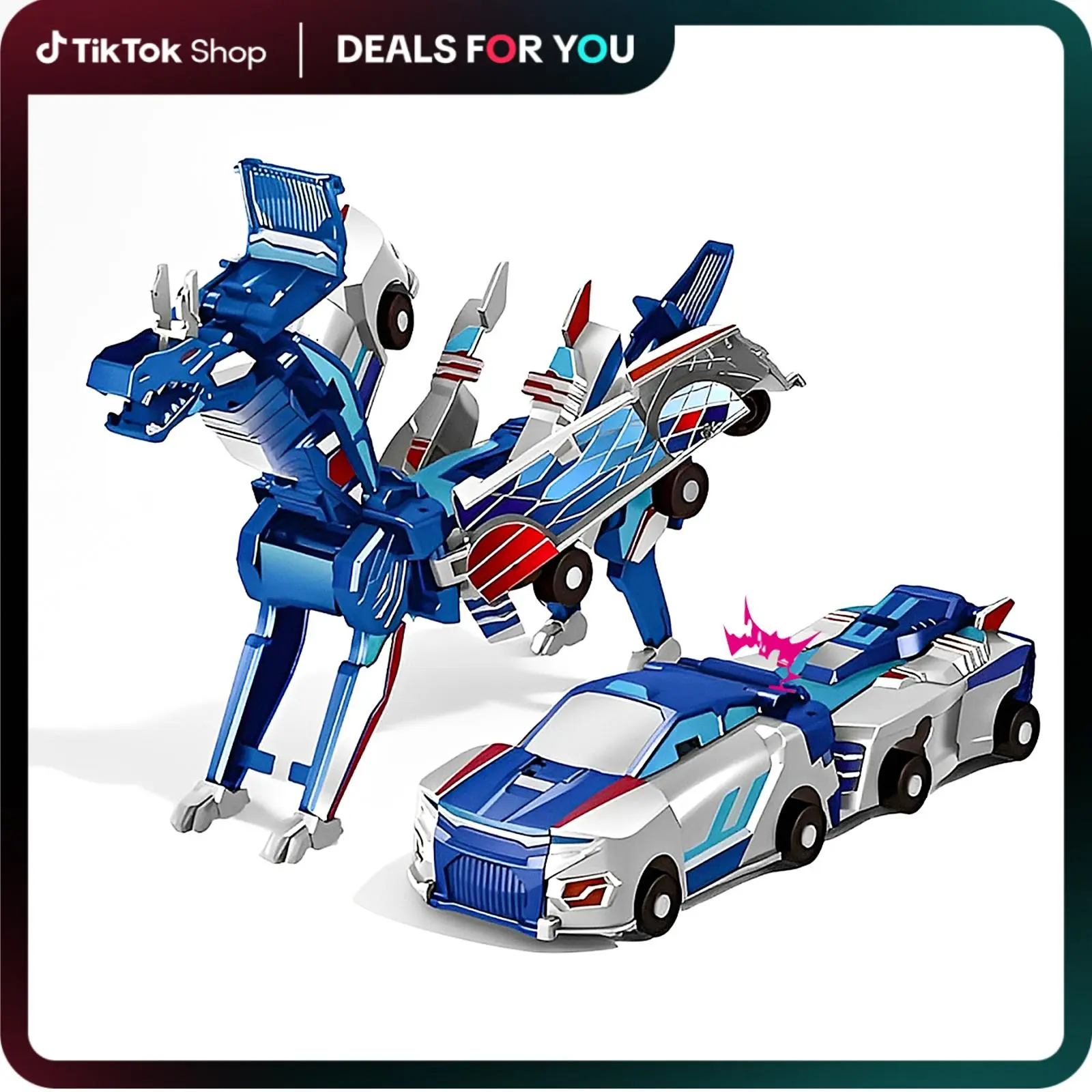 Hotfree Dinosaur Transforming Car Toy, Magnetic Cars Transform into Dinosaurs,Fun - Collision Transformation Car Toys for Boys & Girls|Party Favors Gift for Birthday, Christmas