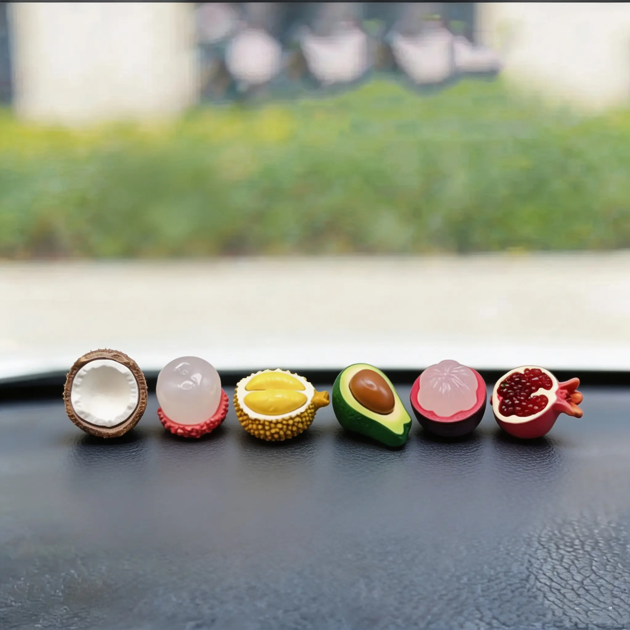Cute Resin Mini Fruit Figurines - Fruit Shapes Tiny Scale Home Decor Statues, Tiny Desk Ornaments for Computer Screen, Car Dashboard