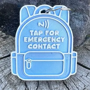 NFC backpack tag- Tap to call emergency contact!