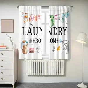 Rustic Farmhouse Watercolor Curtain Set, Polyester Half-Privacy Drapes for Country Bedroom Living Room Windows, Universal Fit