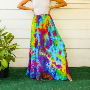 Tie Dye Tiered Hippie Maxi Boho Skirt