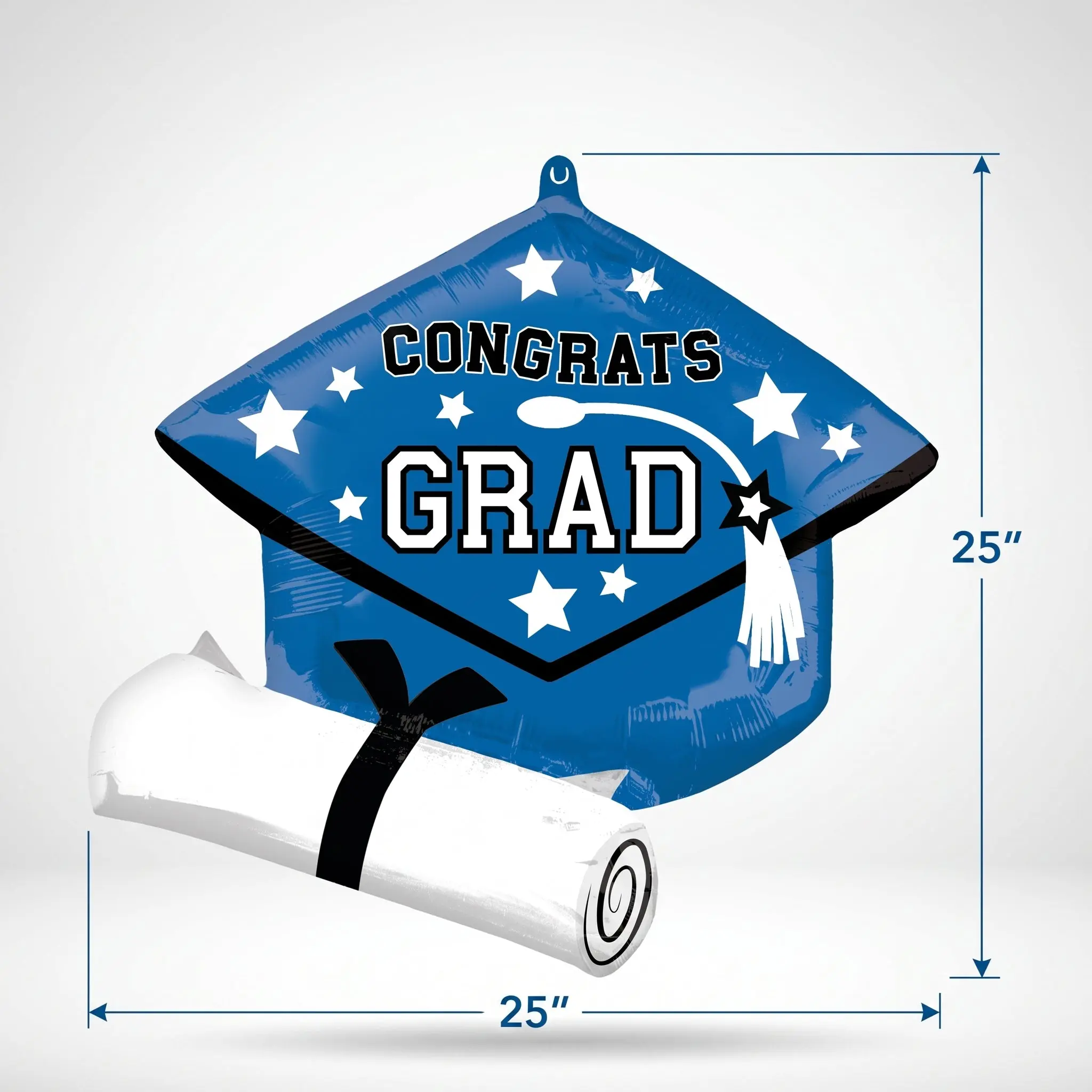 Blue Graduation Cap Super Shape Foil Balloon