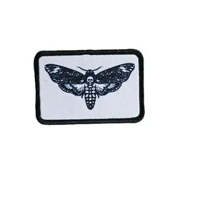 Death's head moth goth white background funny  2"x3" morale patch with hook and loop backing