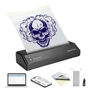【Summervibes】VEVOR Tattoo Transfer Stencil Printer,  , Wireless Bluetooth Tattoo Stencil Printer Machine with 10Pcs Transfer Paper and Cloth Bag, Portable Tattoo Printer for Android and iOS Phone, iPad and PC